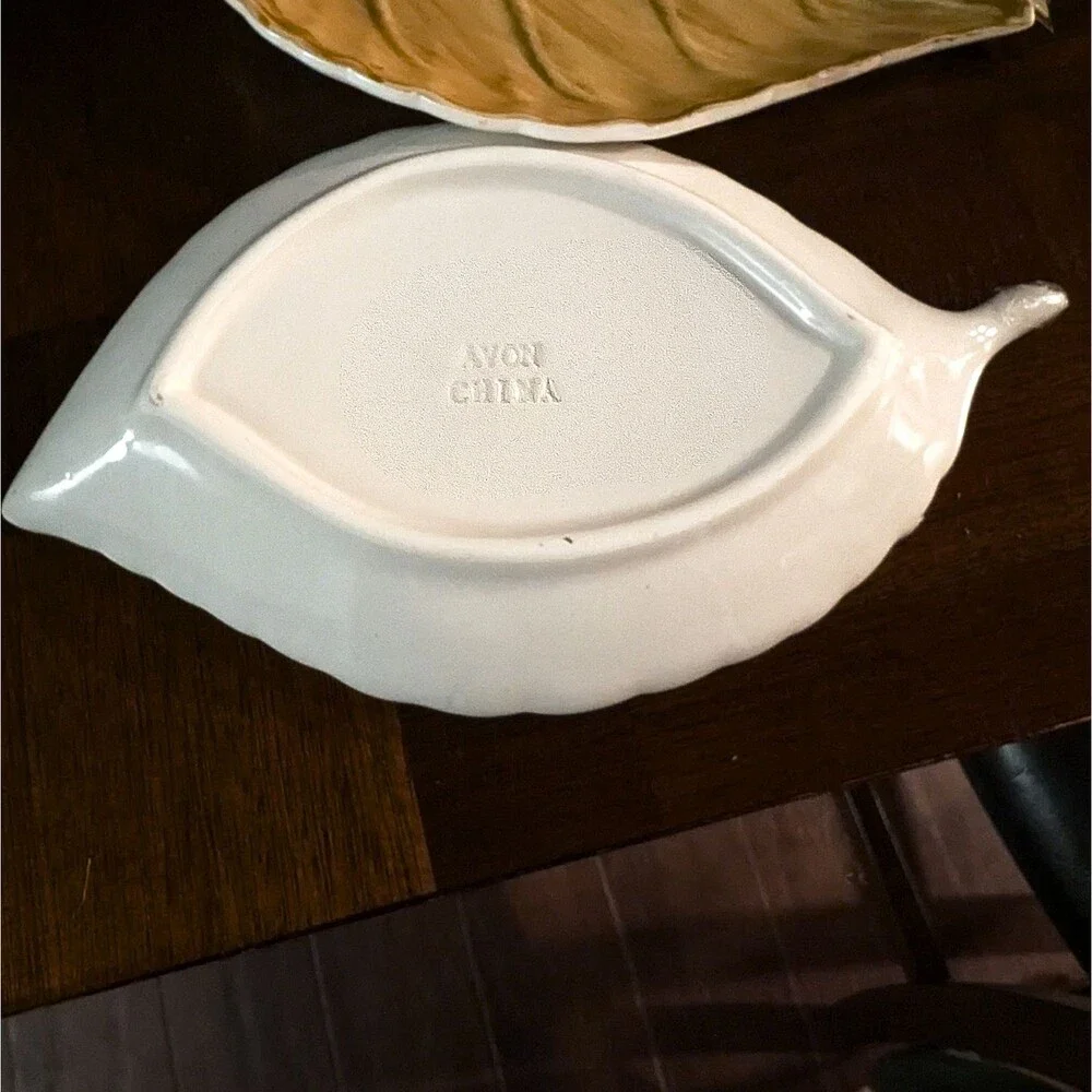 Painted Autumn Fall Yellow Trinket Dish Set 6 Kitchen Decor Tablescape Avon